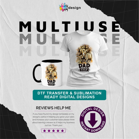 Fathers Day Best Dad Ever Lion Themed Design - Transparent PNG