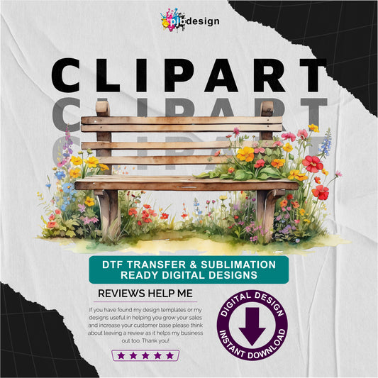 Wooden Bench in a Wild Flower Meadow Multiuse Design Edited Ai Generated Art 10