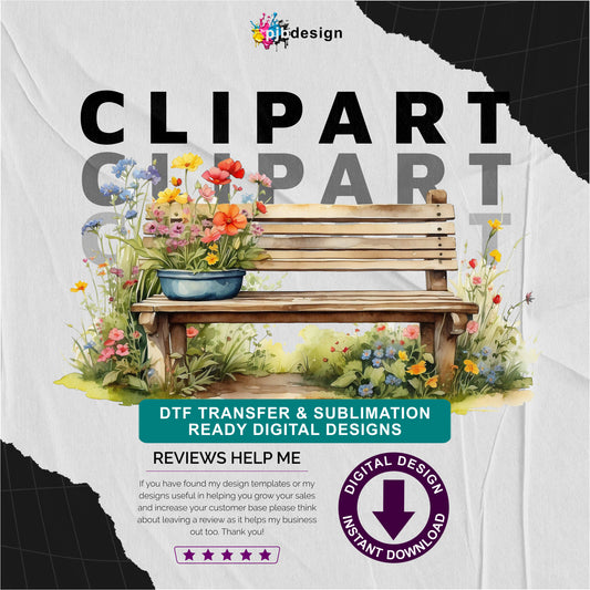 Wooden Bench in a Wild Flower Meadow Multiuse Design Edited Ai Generated Art 12