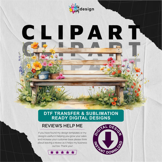 Wooden Bench in a Wild Flower Meadow Multiuse Design Edited Ai Generated Art 13