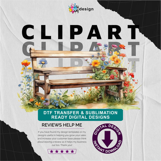 Wooden Bench in a Wild Flower Meadow Multiuse Design Edited Ai Generated Art 14