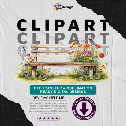 Wooden Bench in a Wild Flower Meadow Multiuse Design Edited Ai Generated Art 16