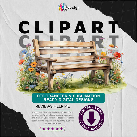 Wooden Bench in a Wild Flower Meadow Multiuse Design Edited Ai Generated Art 18