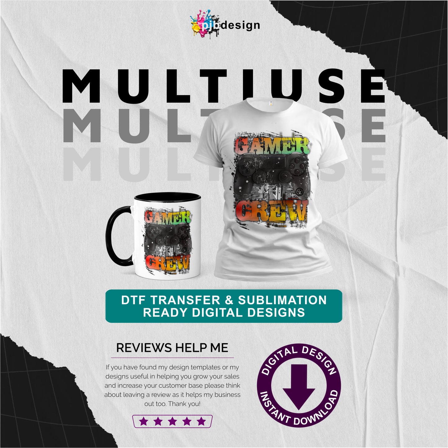 Playstation Teenage Gamer Grungy Splash Style Multiuse Design - Transparent PNG