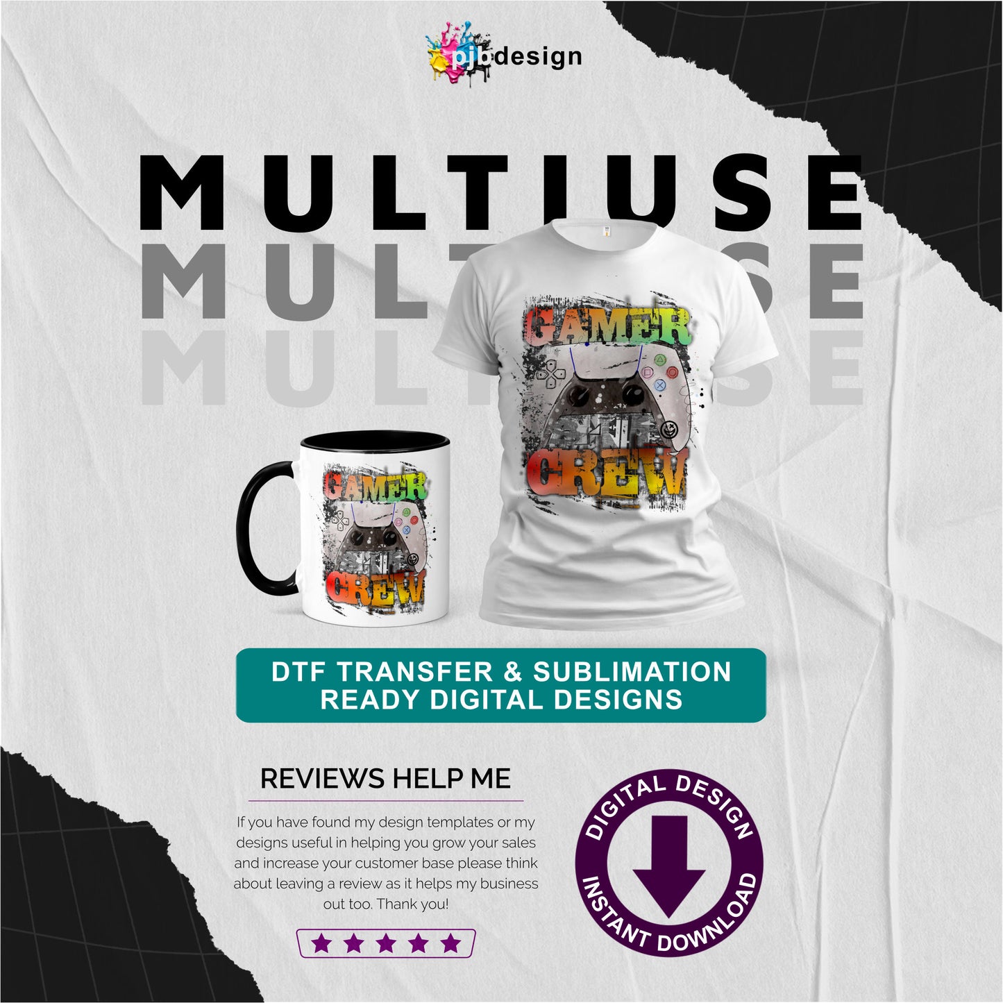 PS5 Gamer Teenage Grungy Splash Style Multiuse Design - Transparent PNG