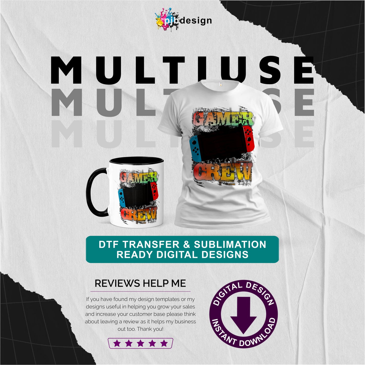 Switch Teenage Gamer Grungy Splash Style Multiuse Design - Transparent PNG