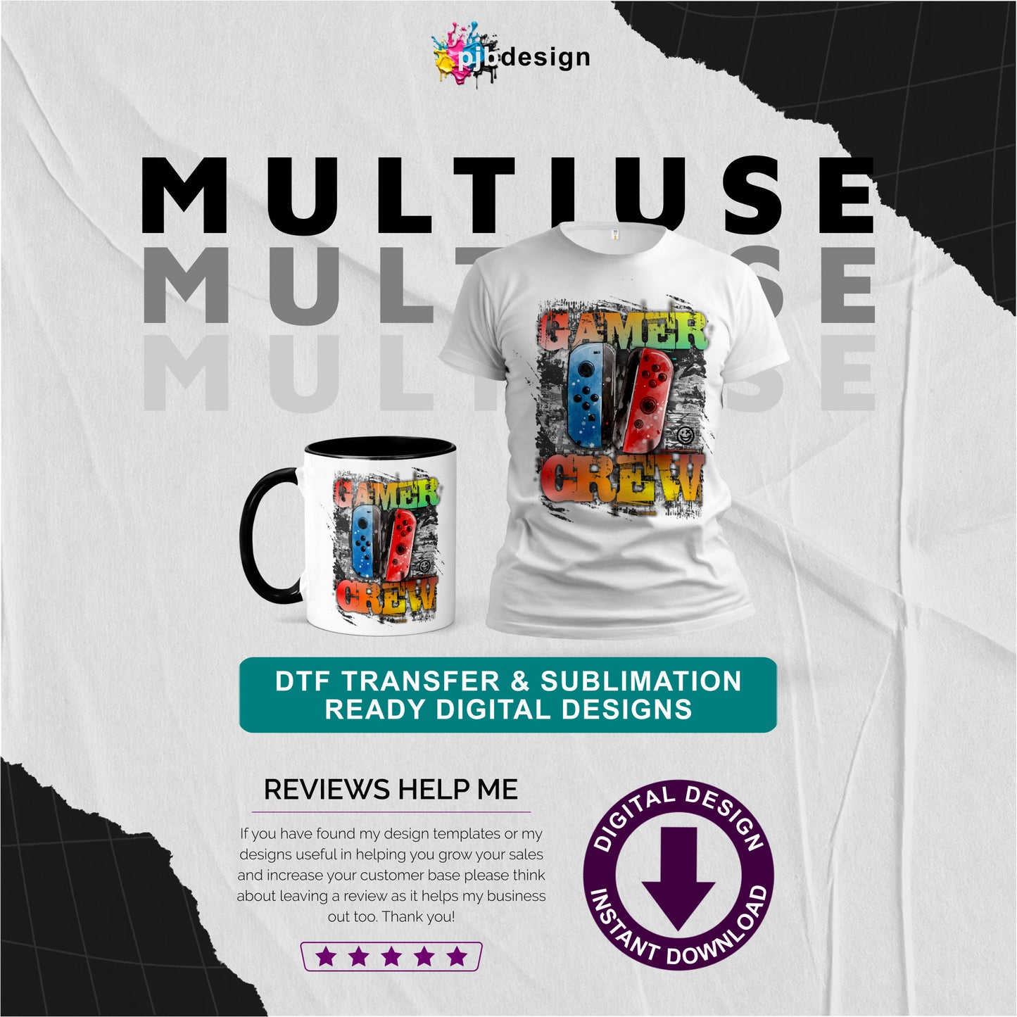 Switch Controller Teenage Gamer Grungy Splash Style Multiuse Design - Transparent PNG