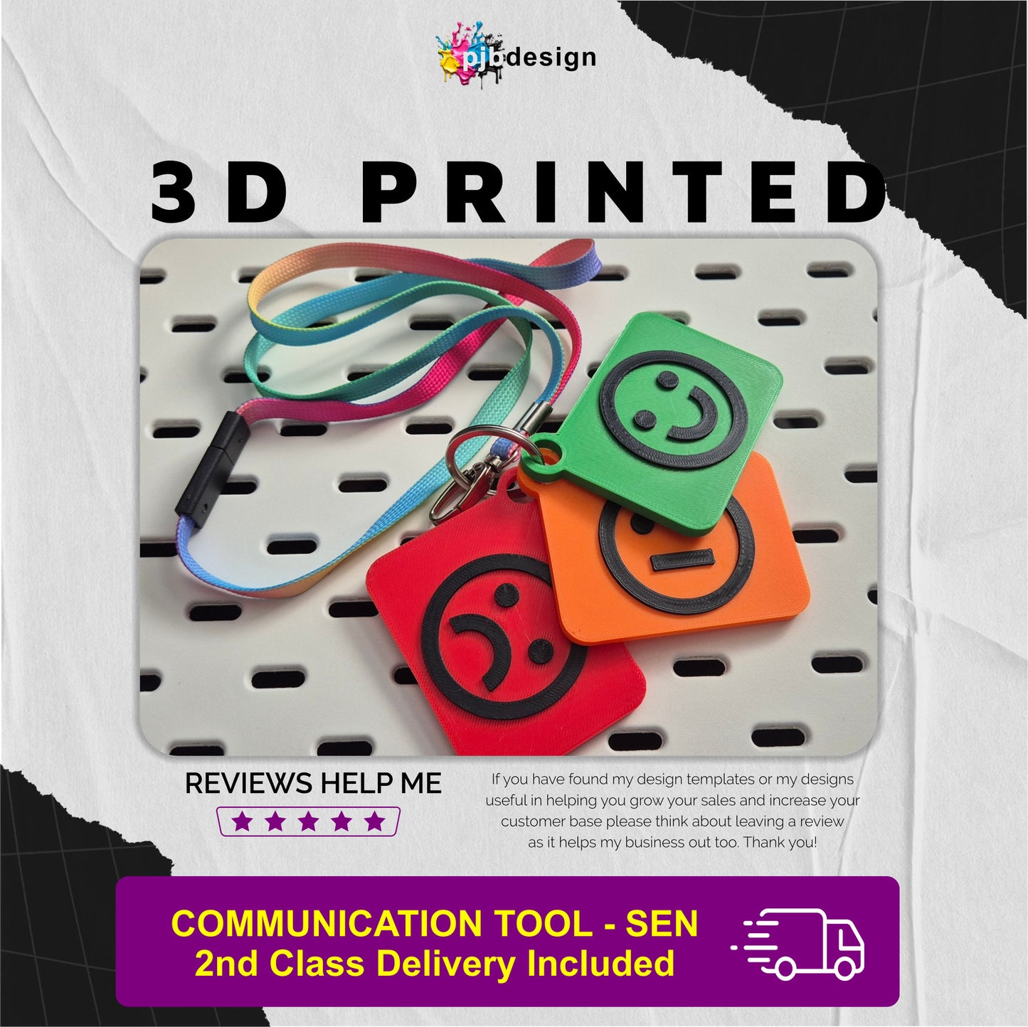 Traffic Light Communication Cards - Special Needs Behavioural Tool - Retail 3D Printed