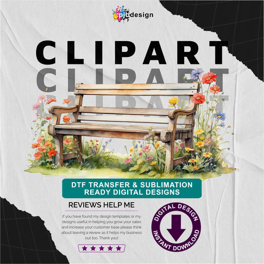 Wooden Bench in a Wild Flower Meadow Multiuse Design Edited Ai Generated Art 20