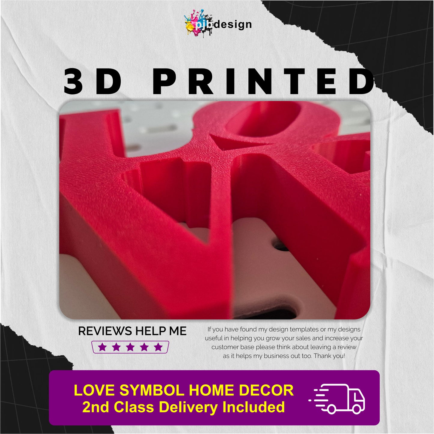 Love Sign Home Decor 3D Printed Sculpture - Gift Idea