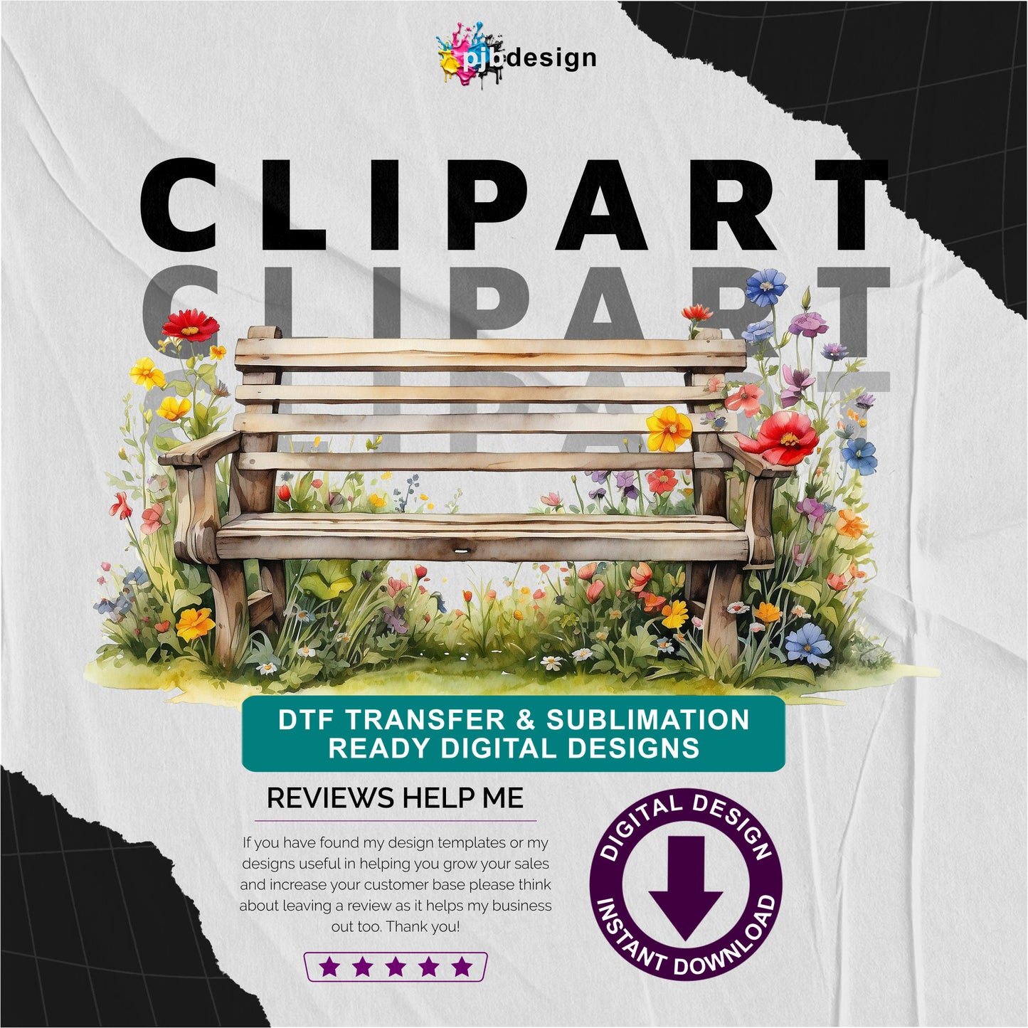 Wooden Bench in a Wild Flower Meadow Multiuse Design Edited Ai Generated Art 22