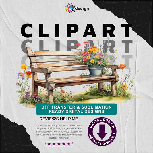 Wooden Bench in a Wild Flower Meadow Multiuse Design Edited Ai Generated Art 23