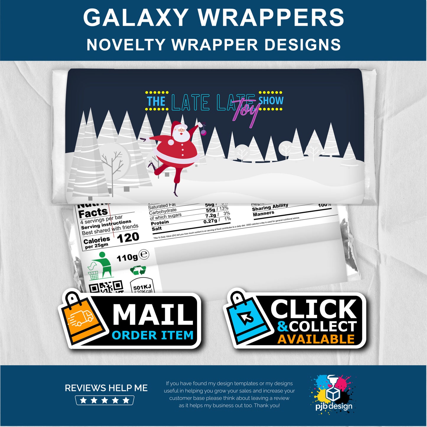 Late Late Toy Show Christmas Themed Galaxy Chocolate Bar Custom Gift Wrapper