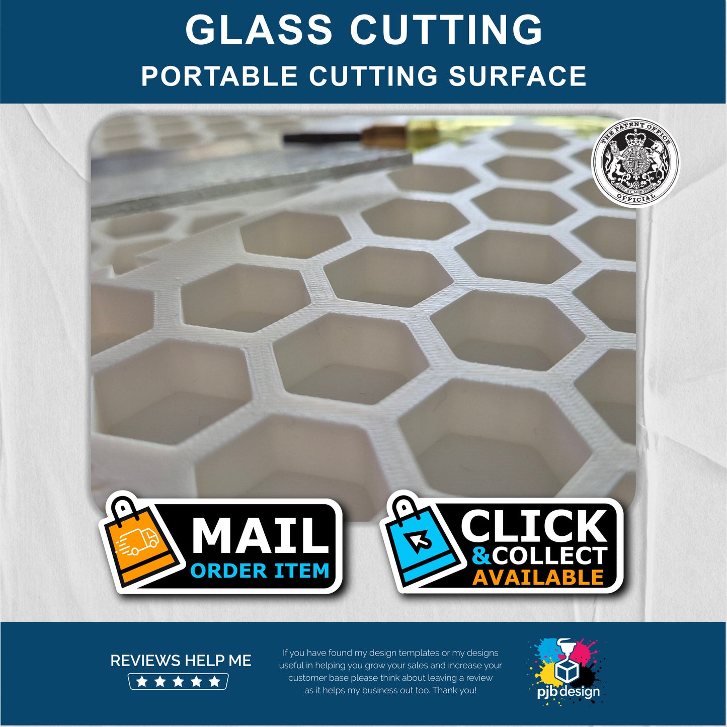 Portable Glass Cutting Grid / Interlocking Cutting Surface / Square or Hexagon Grids / Portable Crafting 3d Printed