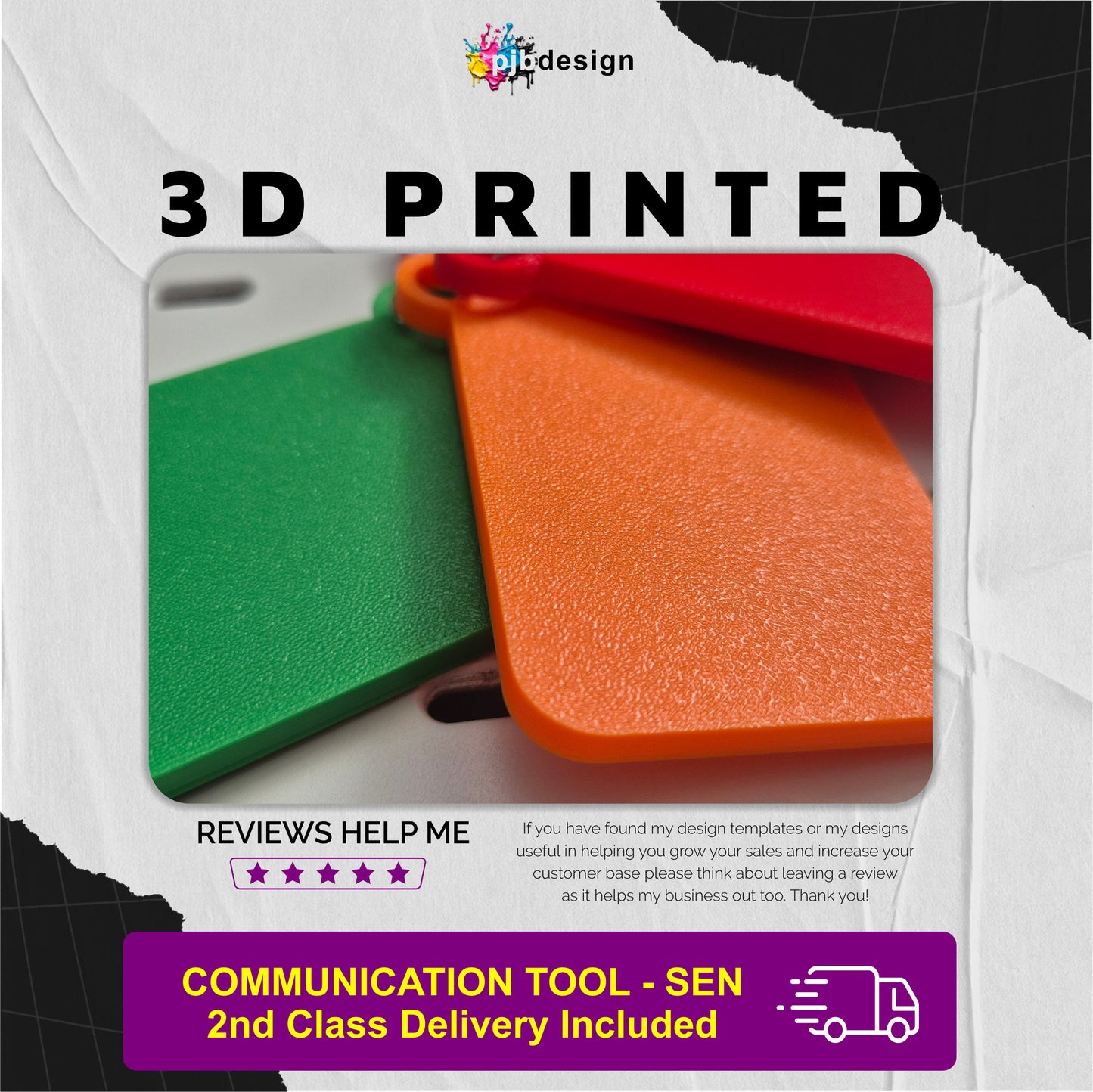 Traffic Light Communication Cards - Special Needs Behavioural Tool - Retail 3D Printed