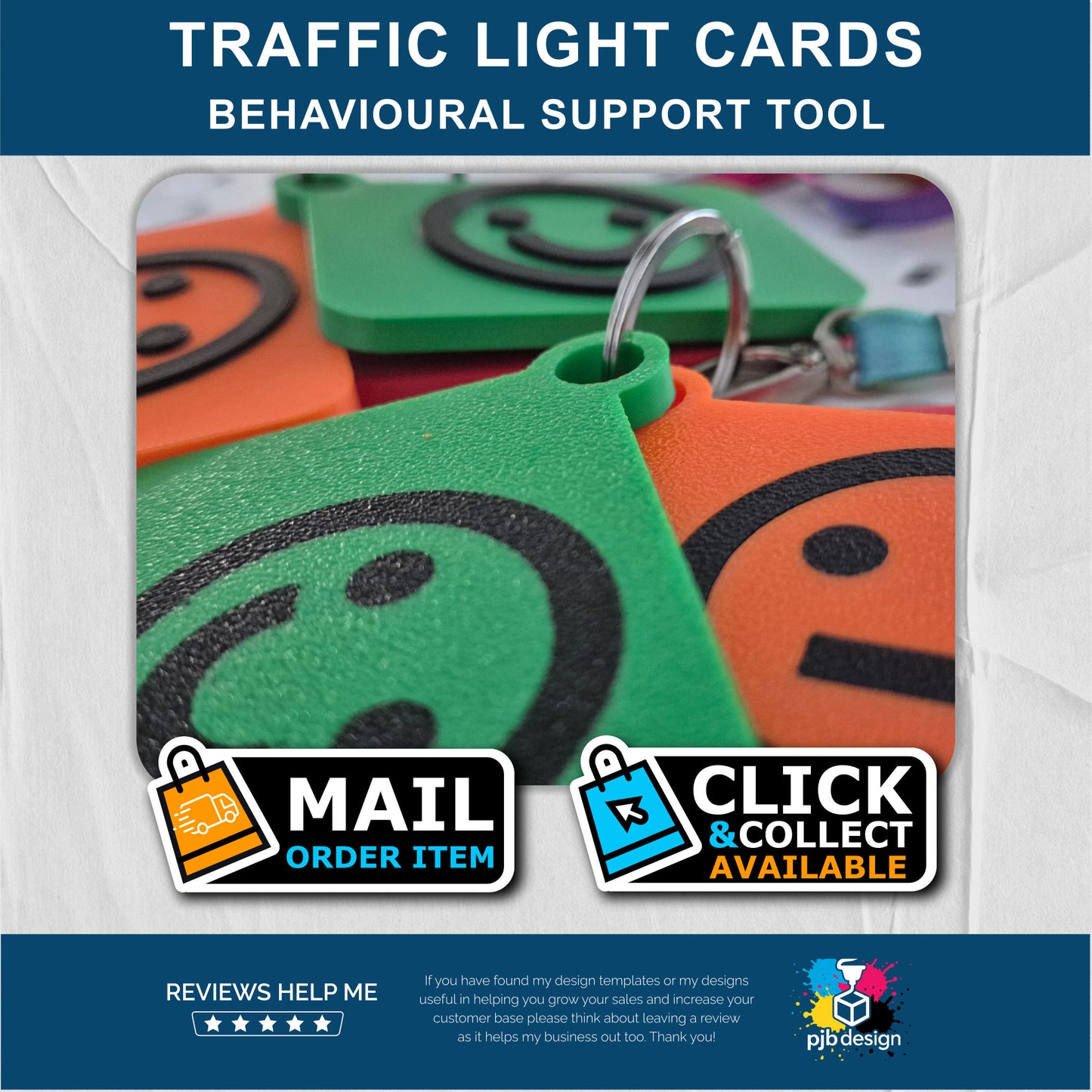 Traffic Light Communication Cards - Special Needs Behavioural Tool - Retail 3D Printed