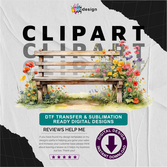 Wooden Bench in a Wild Flower Meadow Multiuse Design Edited Ai Generated Art 4