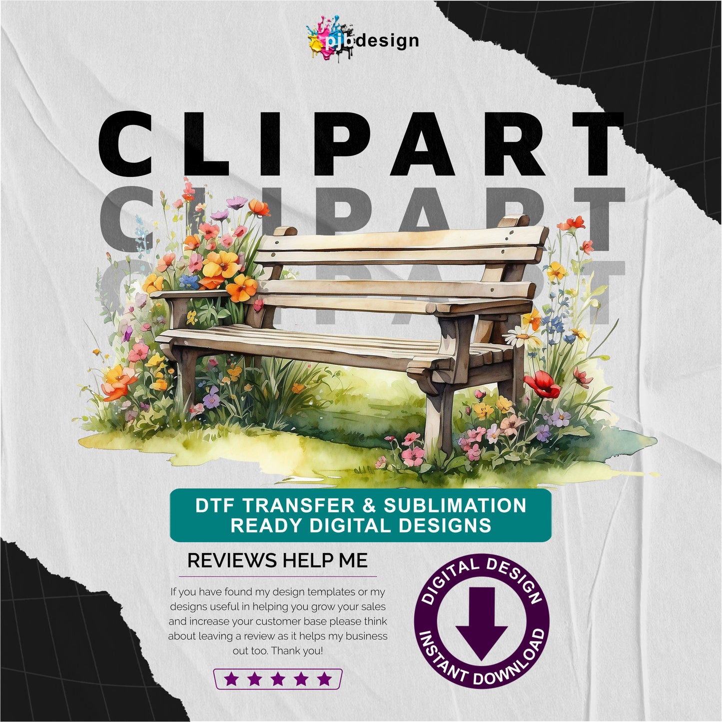 Wooden Bench in a Wild Flower Meadow Multiuse Design Edited Ai Generated Art 5