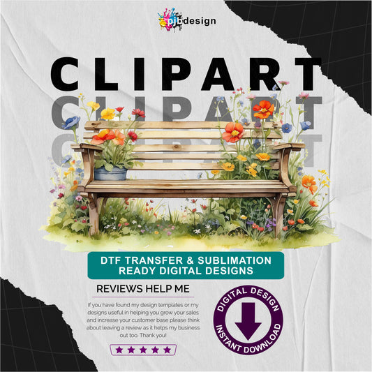 Wooden Bench in a Wild Flower Meadow Multiuse Design Edited Ai Generated Art 8