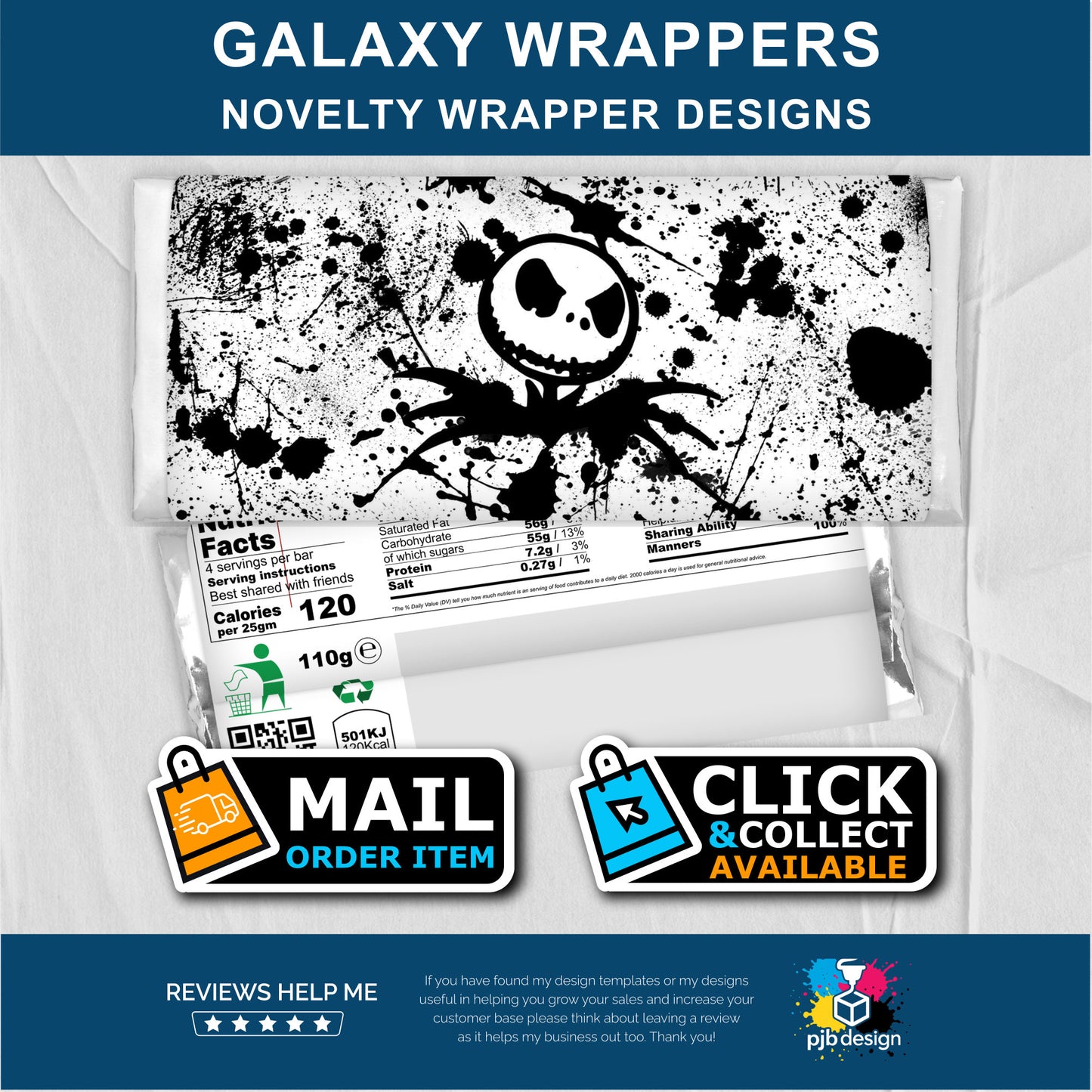 Halloween Spooky Jack Galaxy Chocolate Bar Custom Gift Wrapper