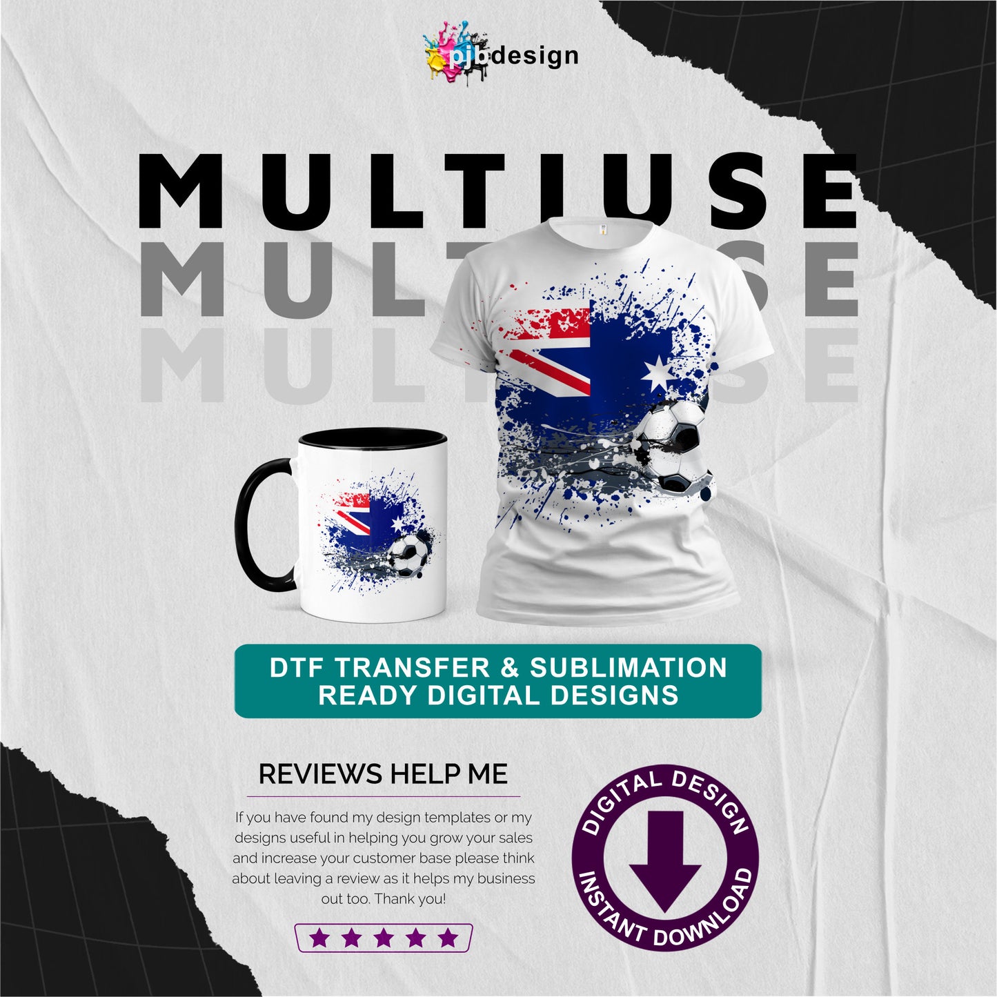 Australia Textless Football Design with Country Flag - Multiuse Transparent PNG