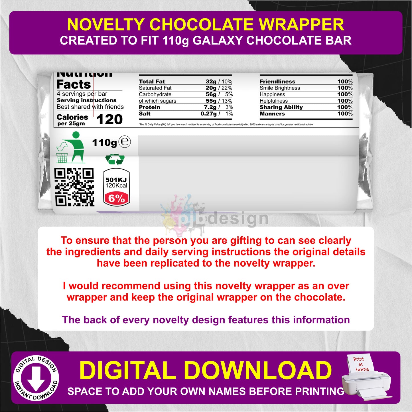 Christmas Penguins Themed Galaxy Chocolate Bar Custom Gift Wrapper