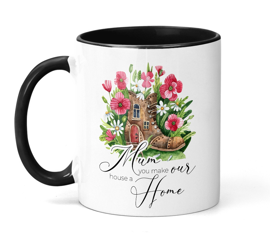 Mothers Day Floral Boot Design - Mum You Make Our House a Home - Multiuse Transparent PNG