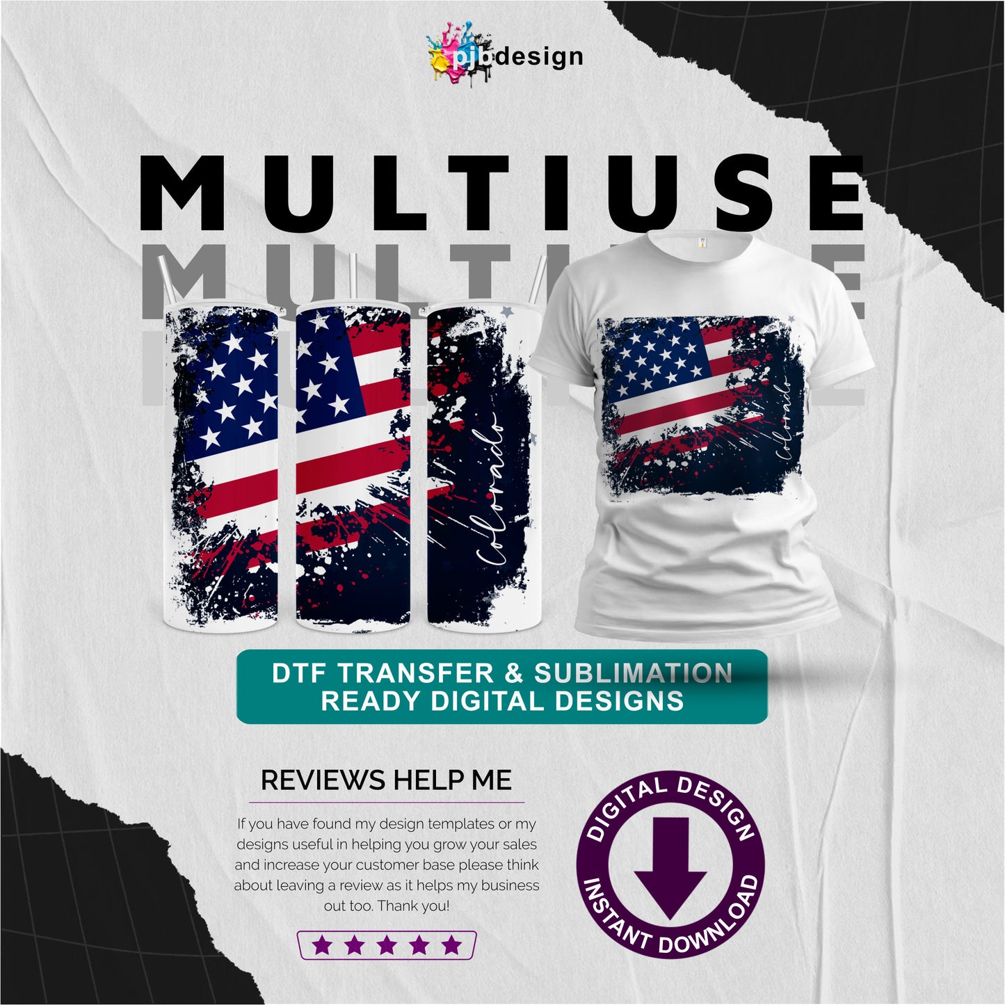 Colorado USA Grungy Flag Design 20oz Warp & Straight - Transparent PNG