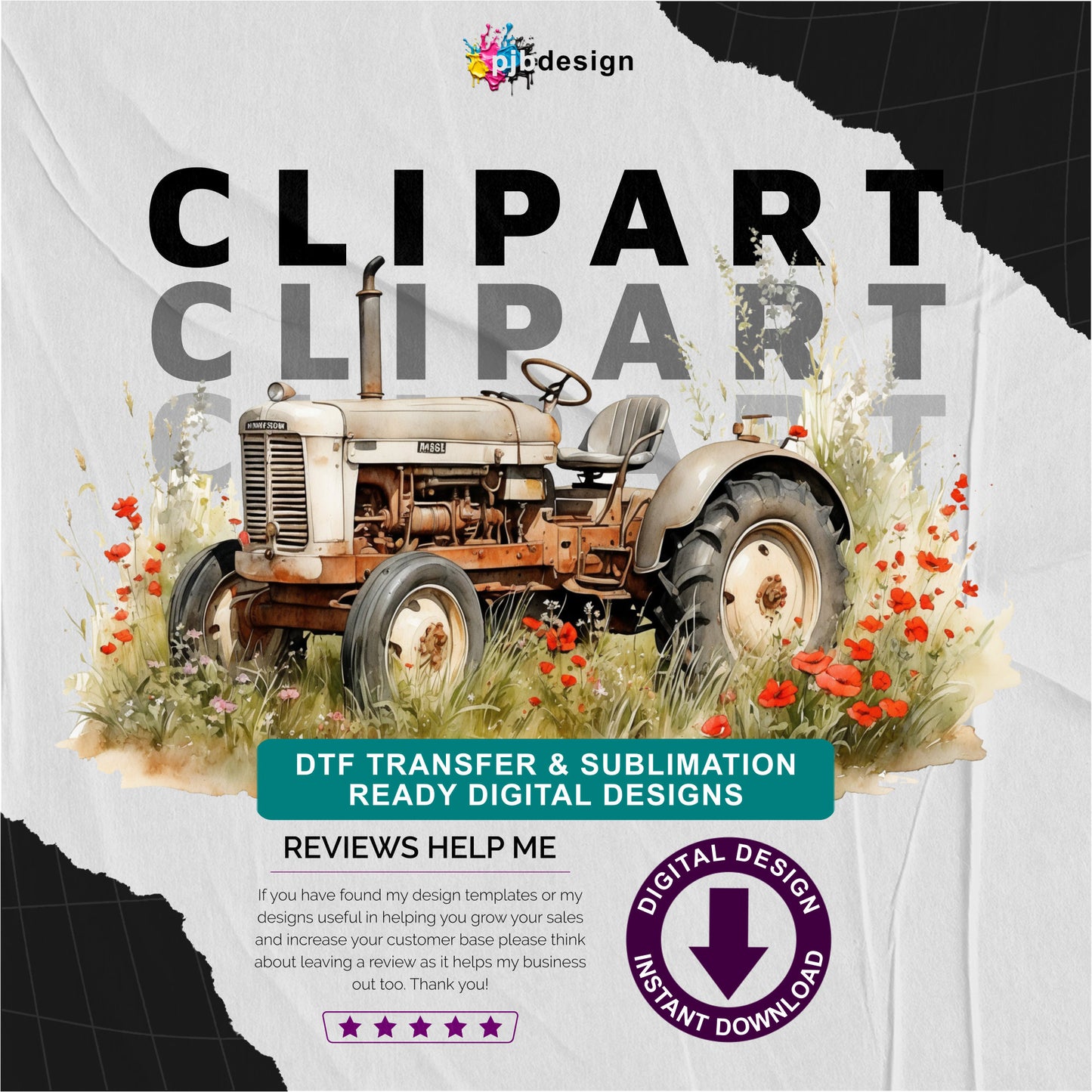 Old Tractor in a Wild Flower Meadow Multiuse Design Edited Ai Generated Art Cream 1
