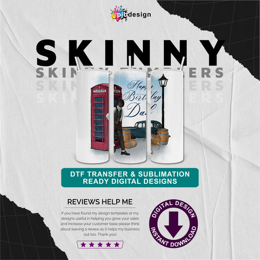 20oz Skinny Tumbler Peaky Blinders Style Dad Birthday Design - Transparent PNG