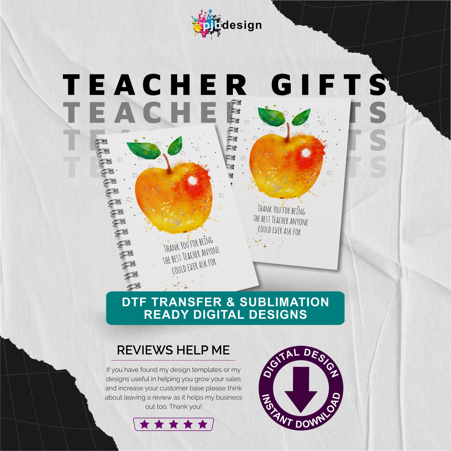Teacher Notebook / Planner Gifts Golden Apple Themed Best Teacher Appreciation Gifts - Transparent PNG
