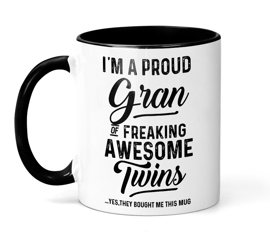 Proud Gran of Awesome Twins Multiuse Design Double Pack - Transparent PNG