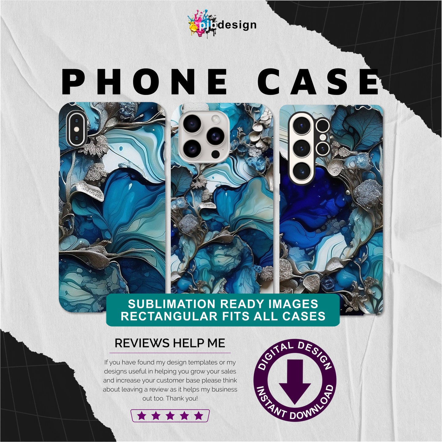Stunning Alcohol Ink Phone Cover Designs - Fits All Covers, Sublimation Digital Download