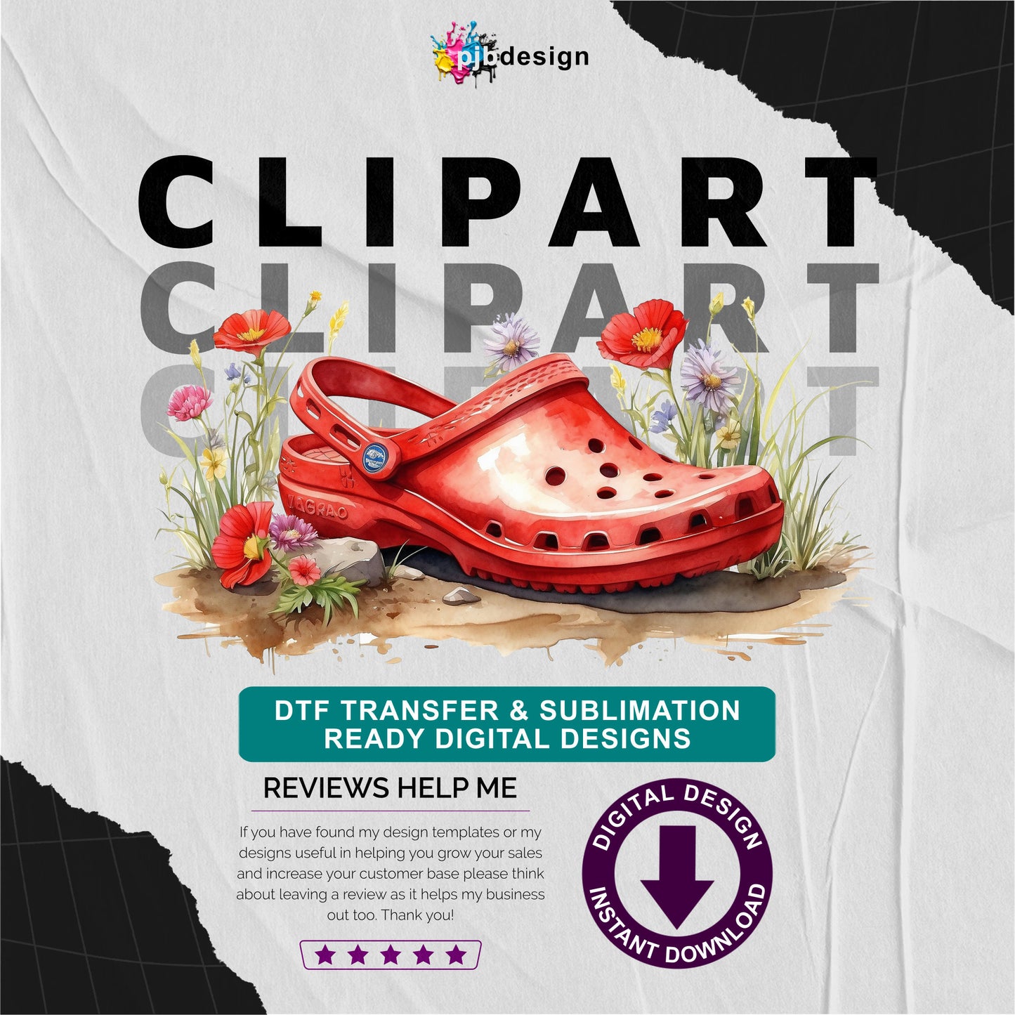 Floral Red Croc Shoe with Wild Flowers Gardening Multiuse Design Edited Ai Generated Art Red 1