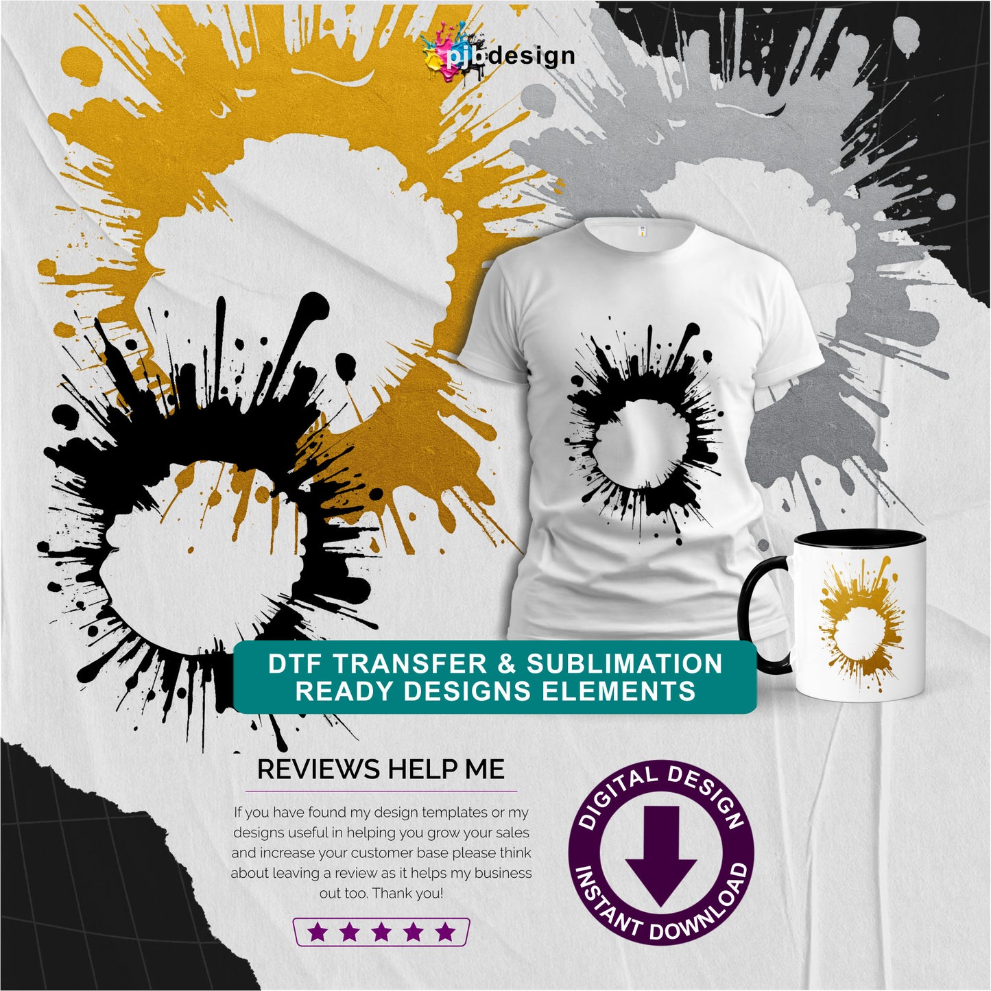 Ink Splash Transparent Design Element Set 22 - Transparent PNG