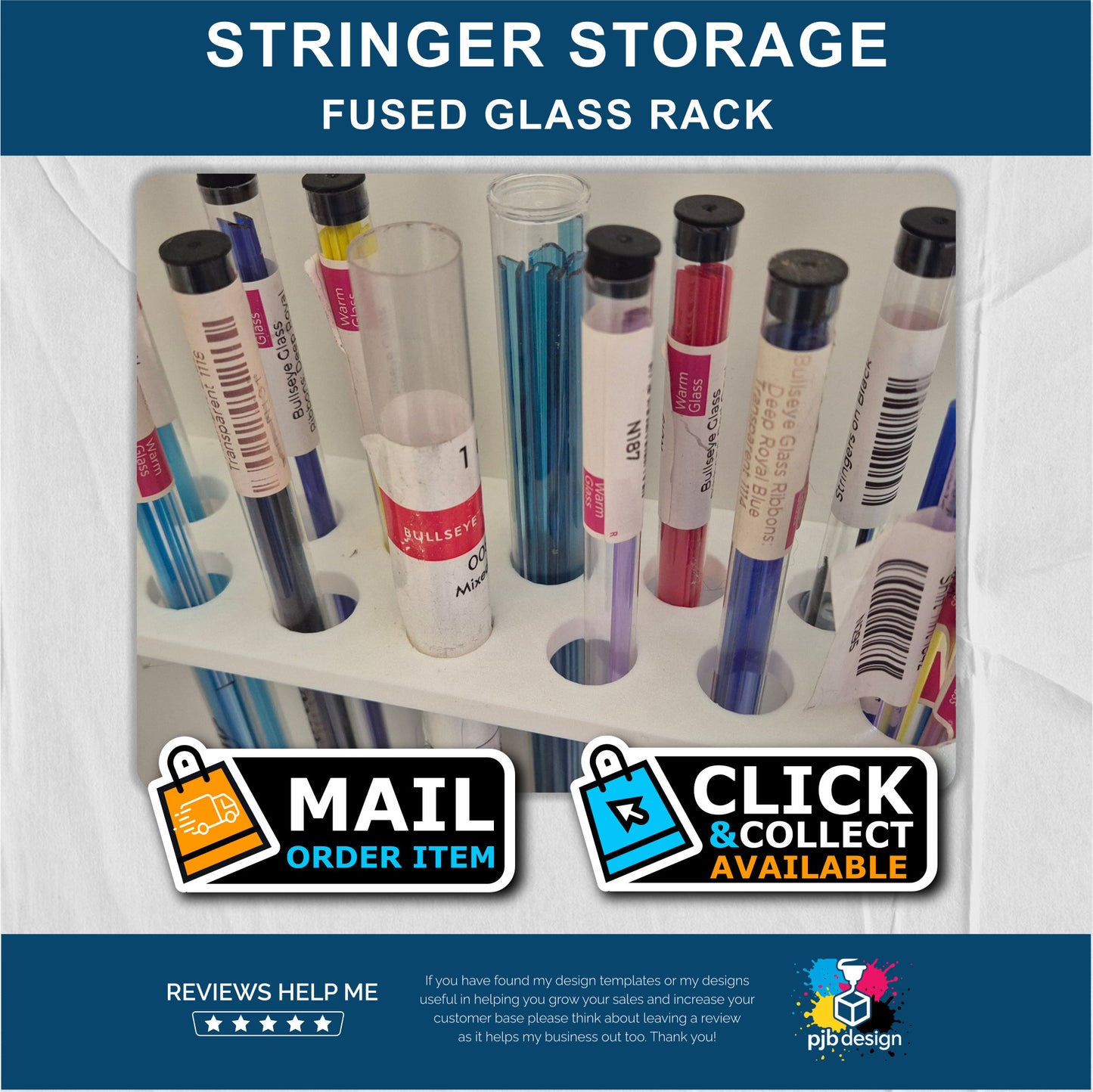 Fused Glass Stringer & Ribbon Tube Storage 3d Printed