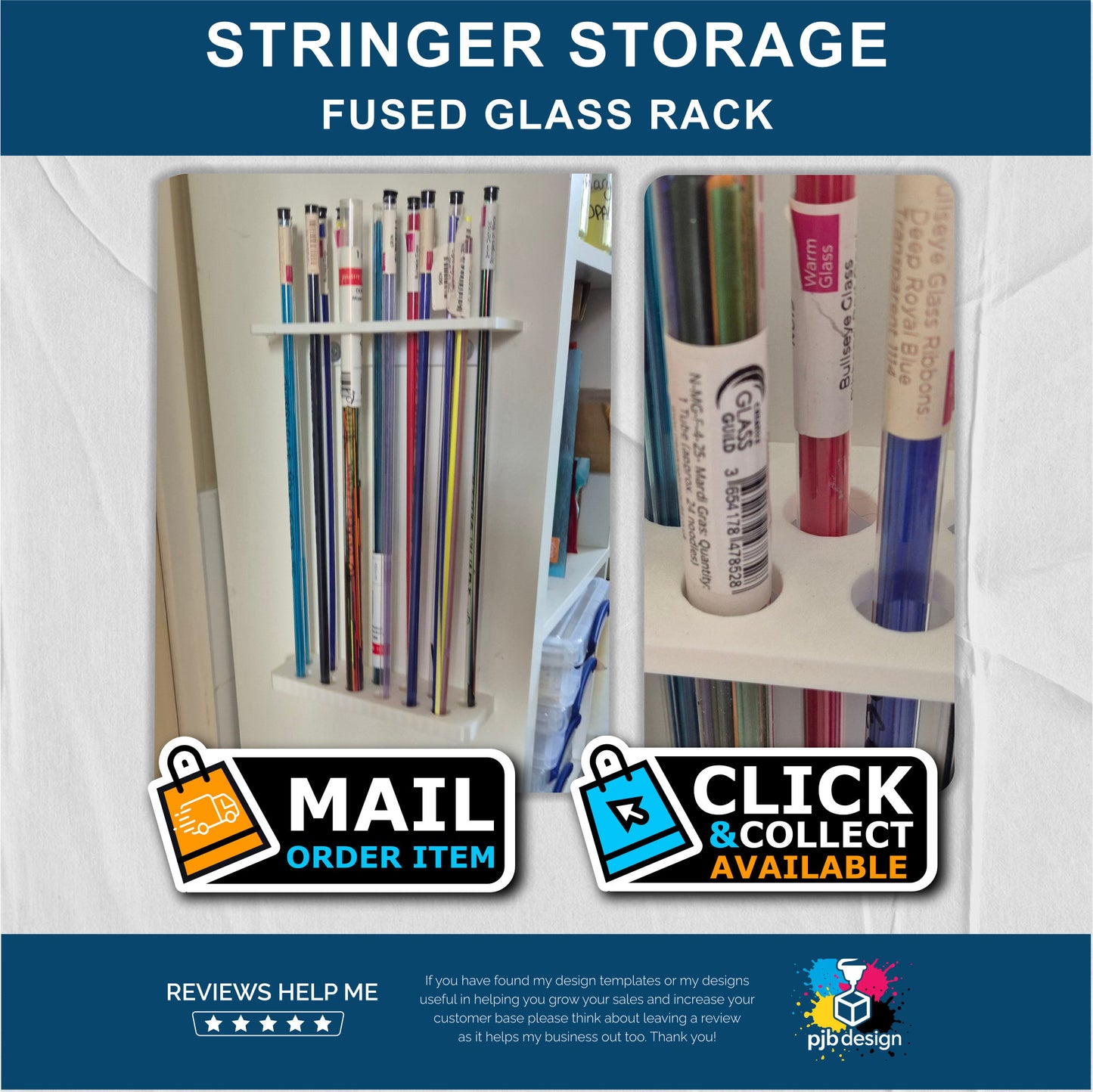 Fused Glass Stringer & Ribbon Tube Storage 3d Printed