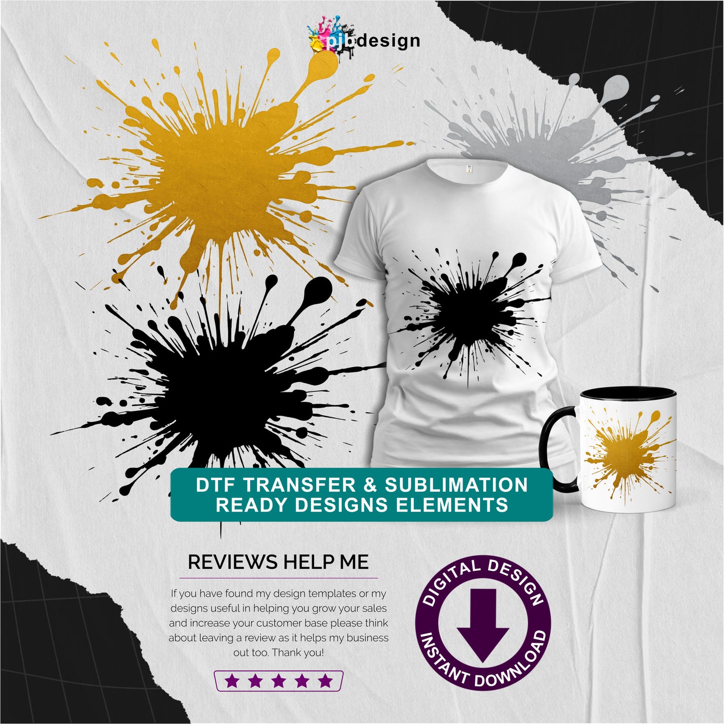 Ink Splash Transparent Design Element Set 12 - Transparent PNG