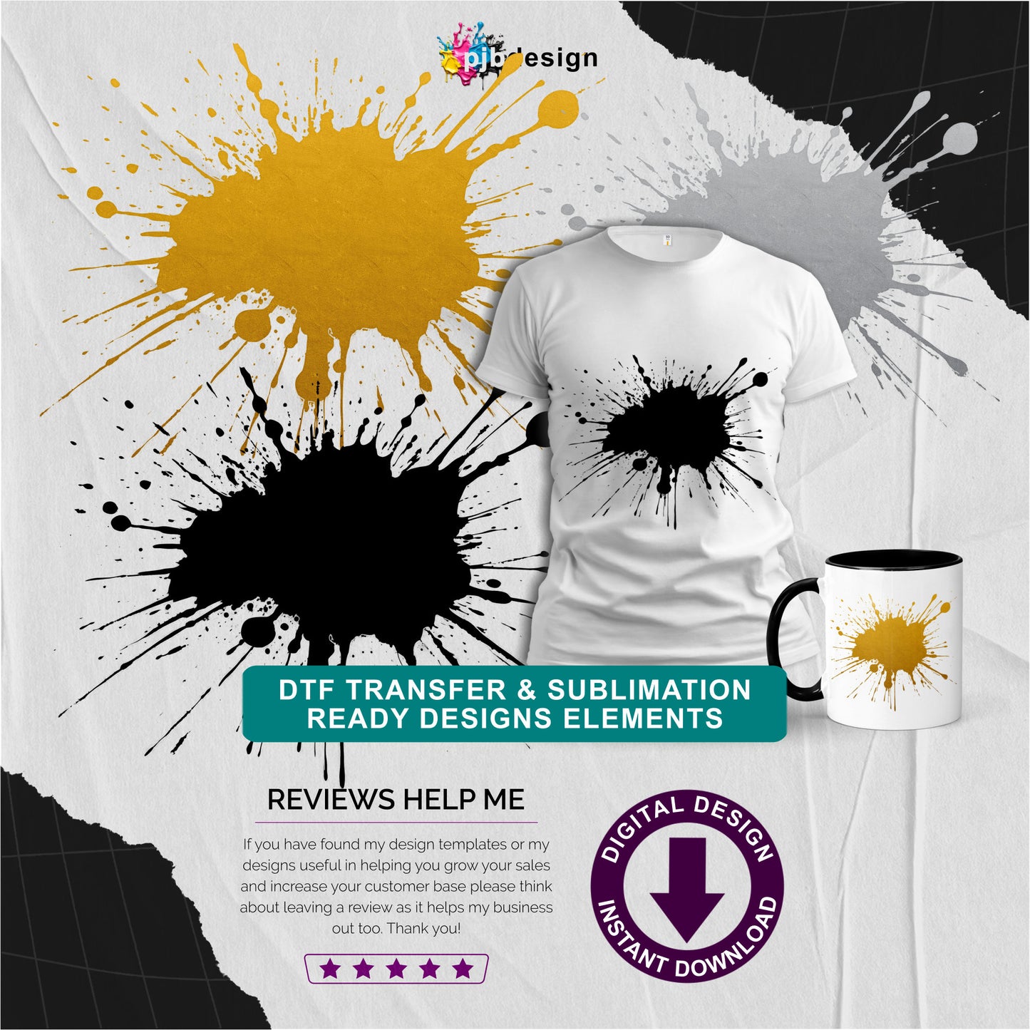 Ink Splash Transparent Design Element Set 6 - Transparent PNG