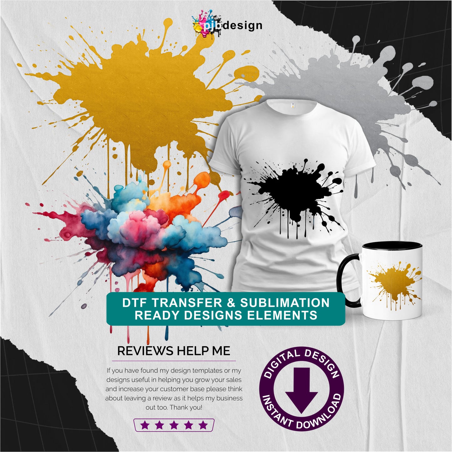 Ink Splash Transparent Design Element Colour 1 - Transparent PNG