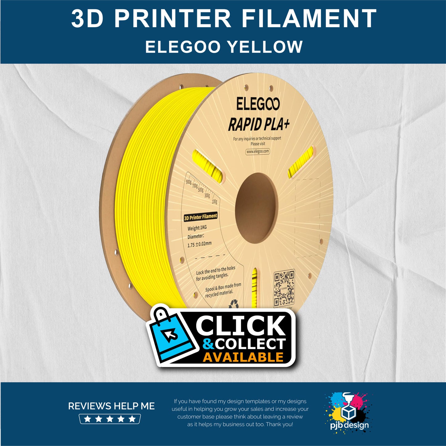Elegoo Rapid PLA+ Yellow - 3D Printer Filament - In Stock Click & Collect