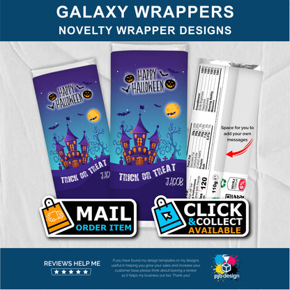 Halloween Haunted House Galaxy Chocolate Bar Custom Gift Wrapper
