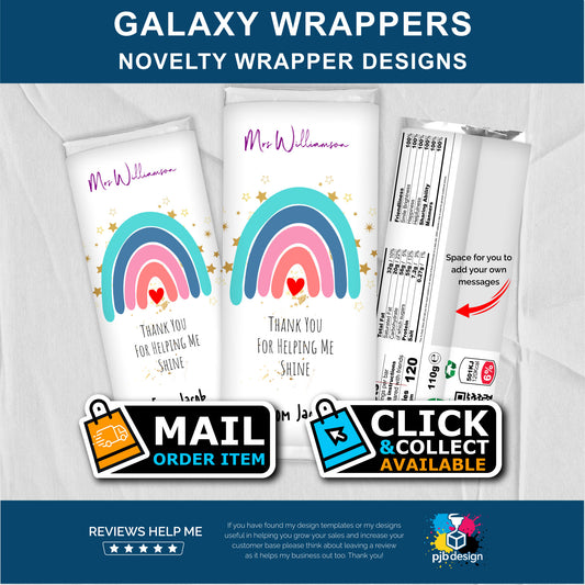 Teacher Gift Rainbow Galaxy Chocolate Bar Custom Gift Wrapper