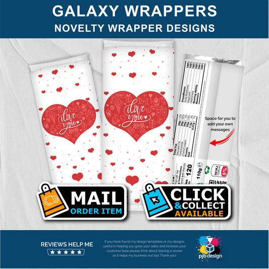 Valentines Hearts Galaxy Chocolate Bar Custom Gift Wrapper