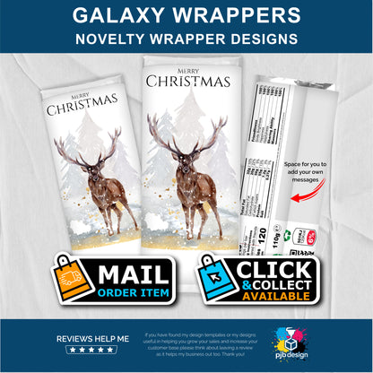 Christmas Winter Stag Themed Galaxy Chocolate Bar Custom Gift Wrapper