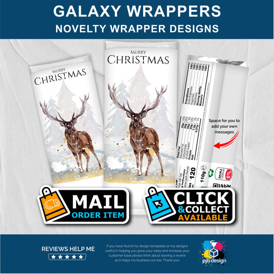 Christmas Winter Stag Themed Galaxy Chocolate Bar Custom Gift Wrapper