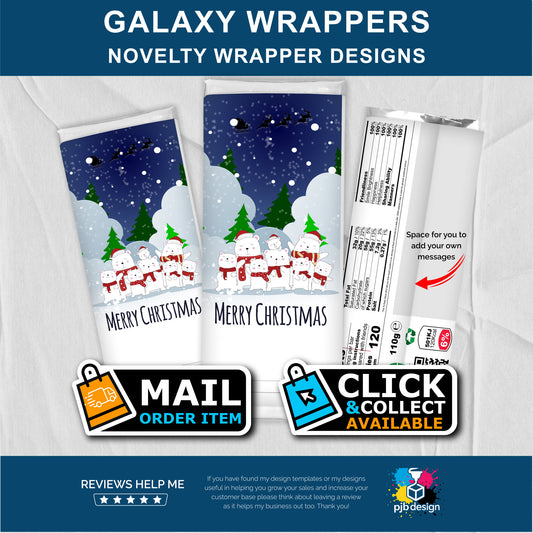 Christmas Polar Bears Galaxy Chocolate Bar Custom Gift Wrapper