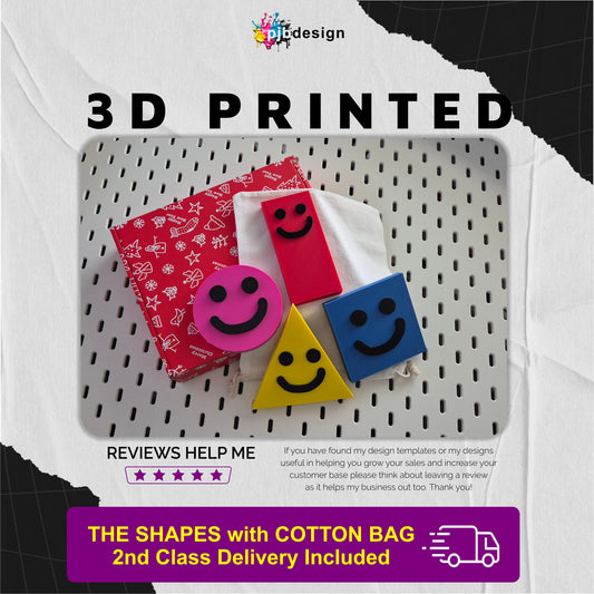 Shapes with Smiley Faces Role Play Toy - 3D Printed Toddler Play Tiem - Retail