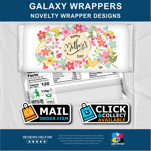 Mothers Day Floral Galaxy Chocolate Bar Custom Gift Wrapper