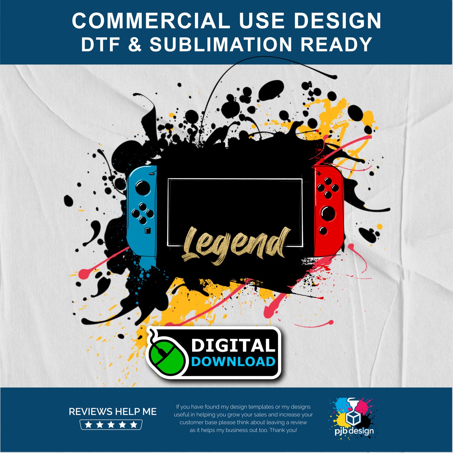 Splashy Switch Gaming Legend Controller Style Multiuse Design - Transparent PNG